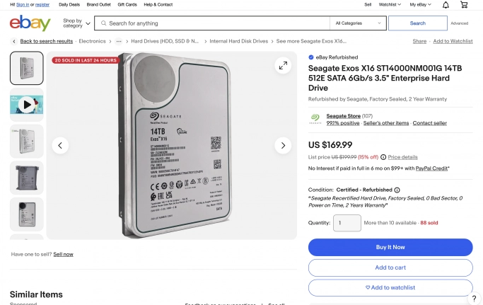 Seagate открывает продажу восстановленных жестких дисков на eBay. Рис. 1